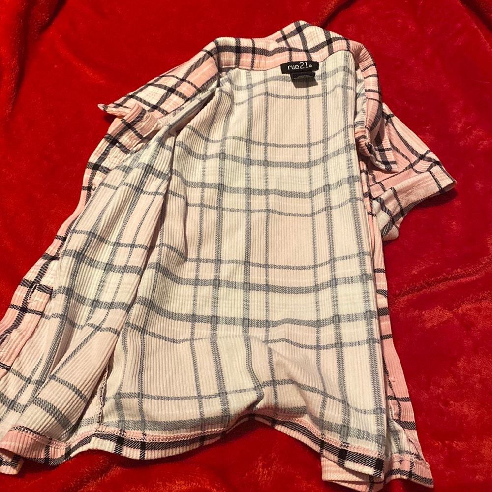 Pink, blouse, cropped, Rue 21, small, buttons